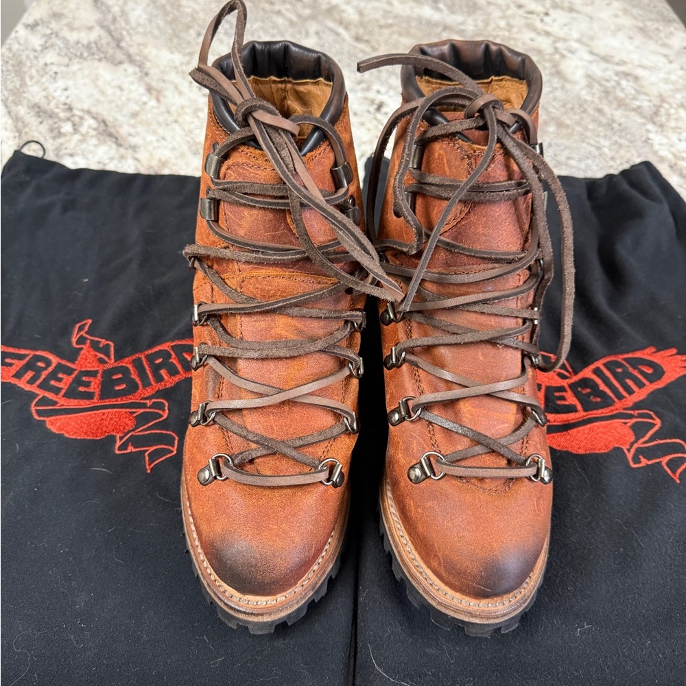 Freebird Brown Lace Up Boots Rugged Leather